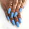 Brishow Cercueil faux ongles, mat ballerine faux ongles, couleur pure acrylique presse sur ongles 24 pièces pour femmes et filles (bleu)