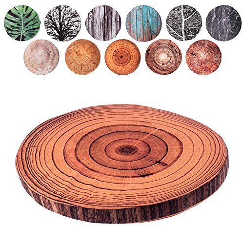 KADAX Stuhlkissen, rundes Sitzkissen, Ø 40 cm, Sitzauflage aus Schaumstoff, Stuhlauflage für Stuhl, Küche, Garten, Sitzpolster mit waschbarem Bezug, Gartenstuhlkissen (Dunkelbraun)