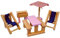 Melody Jane Maison de Poupées Rose en Bois Jardin Cour Intérieure Patio Ensemble Miniature 3 Ans + Meubles
