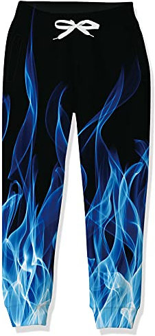 Goodstoworld Jungen Jogginghose Hose Kinder Sporthose Mädchen 3D Druck Trainingshose Blau Flamme Coole Sport Sweathosen mit Kordelzug 6-7 Jahre 120