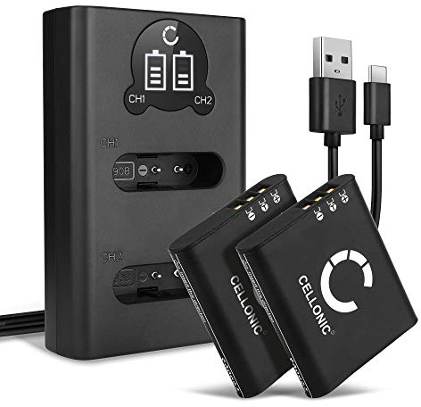 CELLONIC, Akku für Kamera, kompatibel mit Ricoh GR III, DB-110, IIIx, WG-6, G900SE, G900 (3.7V, 1100mAh) 2 Stück + Dual Ladegerät