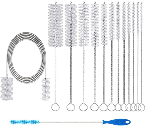 Cleaning Brush Set, Long Flexible Pipe Brush and 12Pcs Tube Cleaners Brush for Home Kitchen Drain