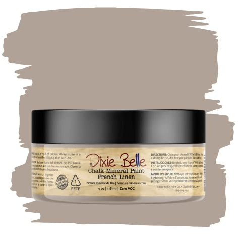 Dixie Belle Paint Company Chalk Finish Furniture Paint | French Linen (4 Fl Oz) | Matte Light Taupe Chic Chalk Mineral Paint | DIY Furniture Paint | Made in the USA