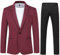 Allthemen Abito da Uomo 2 Pezzi Completo da Uomo Slim Fit Abito da Sposa con Un Bottone Elegante Rosso (Nero Pantaloni) M