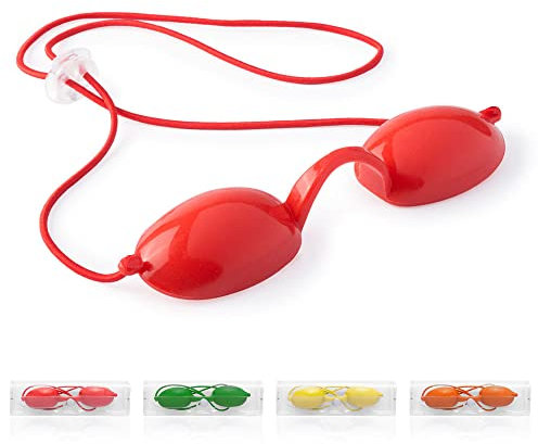 Cezaro - Lunettes de protection anti UV pour Solarium rouge | Masque bronzage sécurité | Cache yeux photothérapie | Luminothérapie (Adorix rouge)