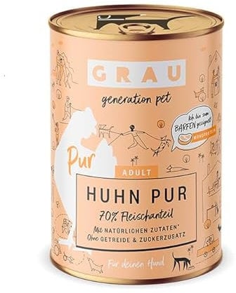 Grau – das Original – Nassfutter für Hunde - Huhn Pur, 1er Pack (1 x 400 g)