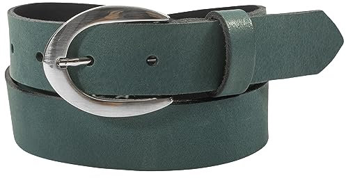 fashionchimp Basic Damengürtel aus 100% echtem Leder, glänzende Gürtel-Schließe, Breite ca. 2,8cm, Made In Germany (Petrol-Althea, 100/BW85)