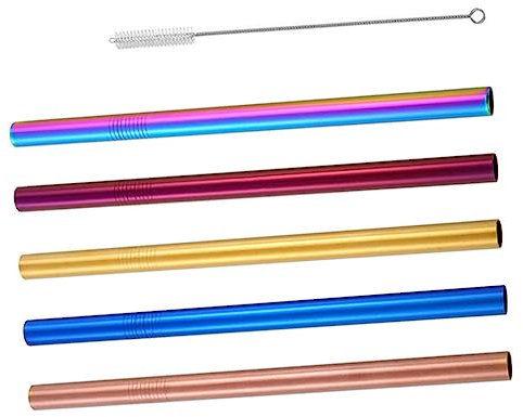 Healeved 1 Jeu Paille En Acier Inoxydable Pailles Droites Pailles Courtes En Métal Pailles En Métal Pailles En Papier Portable Réutilisable Pailles Arc-en-ciel Pliable De Bébé Positionner
