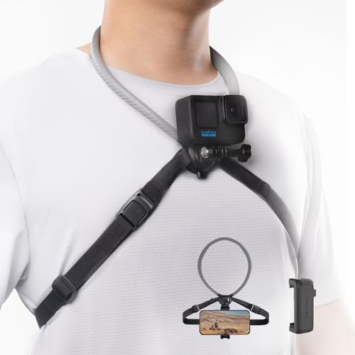 PGYTECH CapLock Magnetische POV Nackenhalterung mit Telefonclip für DJI OSMO Action Pocket GoPro Hero Freihändige Video-Vlog-Nacken-Selfie-Halterung mit Körpergurtbefestigung für Insta iPhone Android