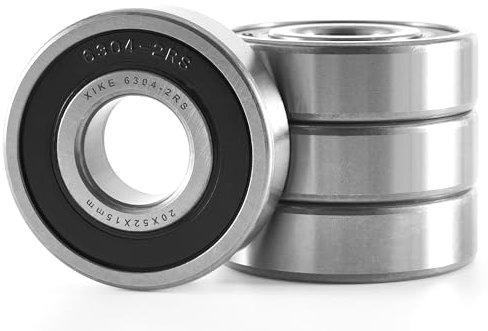 XiKe 4 Stk. 6304-2RS Kugellager, 20mm x 52mm x 15mm, Rillenkugellager mit Dichtungen, geeignet für DIY, Drehbank, 3D-Drucker, Motoren, Generatoren und Gartengeräte usw.