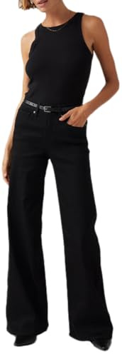 Levi's Damen 318 Shaping Wide Leg Jeans, Soft Black, 32W / 34L