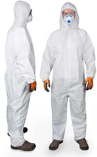Paintbutler Pro - Chemikalien-Schutzanzug mit Kapuze - Kat III Typ 5B & 6B - Industrie-Schutzkleidung, mikroporöser Einweg-Arbeits-Overall, Robust 60gsm, Partikeldicht - XXXL