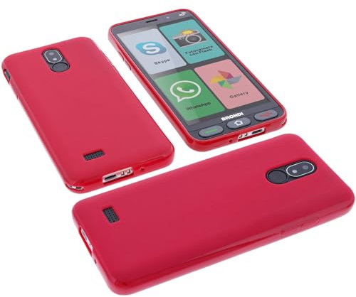 foto-kontor Custodia compatibile con cellulari Brondi Amico Smartphone S+B Nero cover in gomma TPU di colore rosso