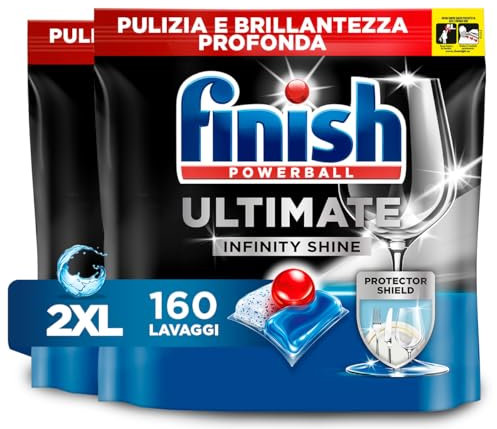 Finish Ultimate Infinity Shine Pastiglie Lavastoviglie, 80 Capsule Lavastoviglie, Detergenti per Lavastoviglie contro lo Sporco e i Residui Incrostati (Confezione da 2)