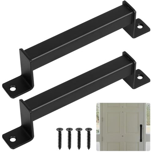 BATENGKEJI 2 Pcs Tirador Puerta Corredera, Tiradores de Puerta de Granero, Tirador Puerta Exterior Interiores, Tiradores Puertas Negro, Manillas Puertas para Puerta de Armario Garaje de Madera