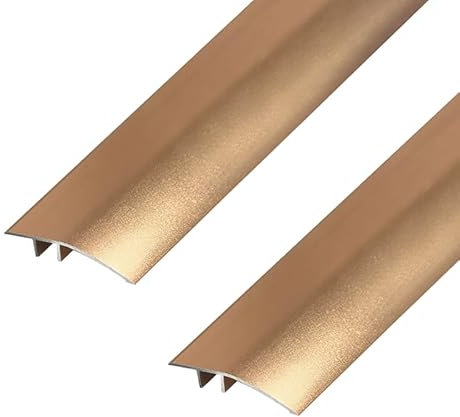 2 Pack Aluminum Floor Transition Strip Door Bar,Floor Bar for Doorways Threshold Ramp Tile Laminate Planks,Bridge The Height Between 6-12mm(Copper Gold,0.9m × 4.3cm)