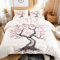 Qfpryzius Parure de Lit Enfant 1 Personne 90x190 Fleurs de Cerisier, Housse de Couette Réversible Cœur Romantique + 1 Taie d'oreiller 65x65 - Ensemble de Literie Garçon et Fille