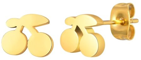 Ohrstecker Piercing, Ohrstecker Gold Damen Edelstahl Kirsche 8X7mm für Abschlussball Schmuck