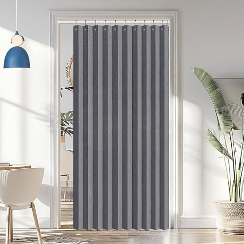 Custom privacy folding door curtains, blackout magnetic door curtains for room dividers, bathrooms, studios and bedrooms-Gray- W200xH200cm