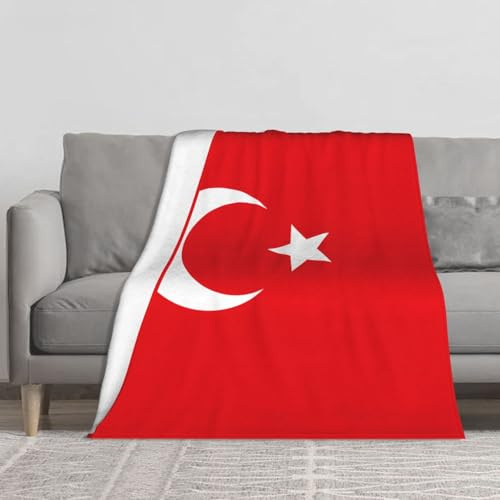 Decke mit der Flagge der Türkei. Verdickte Plüsch-Fleece-Überwurfdecke, Volldruck, 152,4 x 127 cm, samtweicher Bett- und Sofabezug.