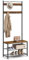 VASAGLE Coat Rack, Hall Tree with Shoe Storage Bench, Entryway Bench with Shoe Storage, 3-in-1, Steel Frame, for Entryway, 12.6 x 27.6 x 68.9 Inches, Industrial, Rustic Brown and Black UHSR41BX