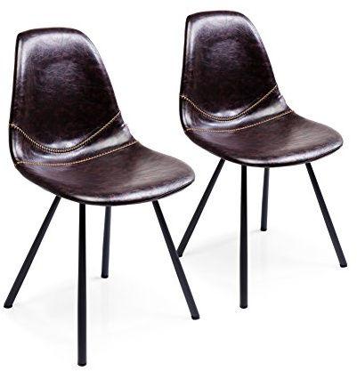 Kare Stuhl Lounge Braun (2/Set), 42226, filigraner Polsterstuhl aus Kunstleder, brauner, filigraner Esszimmerstuhl, (HxBxT) 84x47x55cm