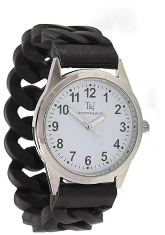 easylife lifestyle solutions Tavistock & Jones Ladies Watch (Black) Stretch Bracelet Wrist Watch for Women, Easy to Read Analog Quartz Ladies Watches, Dia. 30mm, Watches for Women - Fully Guaranteed
