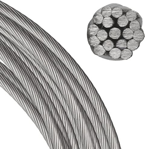 FASTON Drahtseil 3,0 mm 1x19 hart Edelstahl A4 V4A (50 Meter) Drahtseile Edelstahldrahtseile Stahlseil