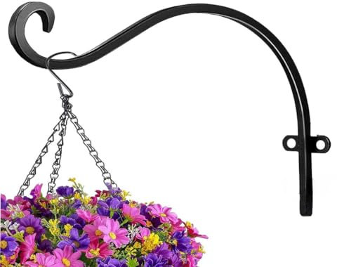 Garden Mile 11 Hanging Basket Hook Garden Flower Basket Hanger Outdoor Hook for Bird Feeders Garden Plant Hanger for Solar Lights & Wind Chimes Wall Mounted Bracket for Outdoor Lanterns
