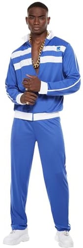 Smiffys Scouser Trainingsanzug, Blau, Oberteil mit Reißverschluss & Hose Halloween