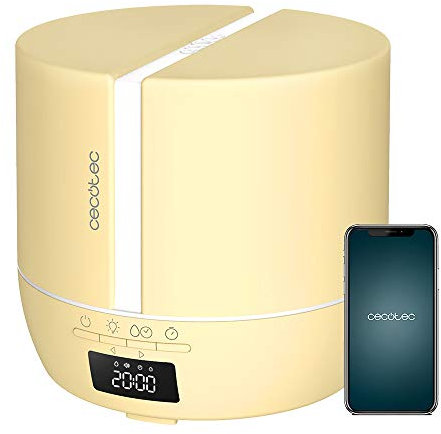 Cecotec Difusor de aromas PureAroma 550 Connected SunLight. Capacidad 500ml, Pantalla LED, Altavoz, Control por bluetooth, App, Temporizador 12h, 3 Modos de funcionamiento, Cobertura 30m2