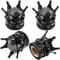4 Stücke Bling Bling Ventilkappen Handgefertigte Kristall Strass Krone Fahrzeug Autoreifen Kappen Abdeckungen Chrom, Attraktives Staubdichtes Zubehör für Auto (Schwarz) (Black)