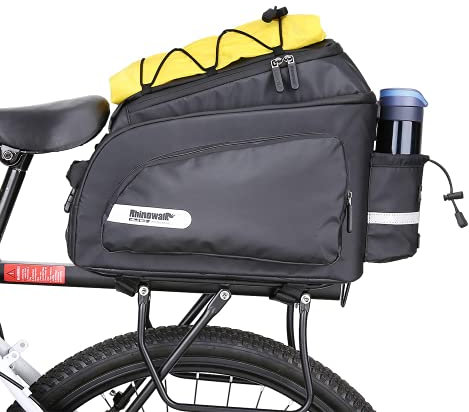 HUNTVP Bike Trunk Bag Bike Rear Seat Bag Waterproof Bike Pannier Bag 17L for Bicycle Cargo Rack Saddle Bag Bicycle Commuter Bag Shoulder Bag Laptop Pannier Rack Bicycle Bag (Black)