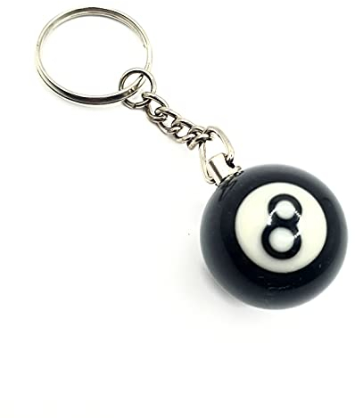 Schlüsselanhänger mit 8 Kugeln, schwarzer Poolball, M, Metall