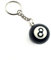 Schlüsselanhänger mit 8 Kugeln, schwarzer Poolball, M, Metall