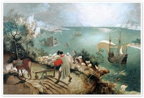 Landschaft mit dem Sturz des Ikarus Poster von Pieter Brueghel d.Ä. 100 x 70 cm Petrol Wandbilder Wanddeko