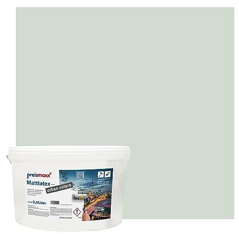 Preismaxx Mattlatex Farbe für Innen urban colors, bunte Wandfarbe Latexfarbe matt, grün, salbeigrün, sage green 2,5L