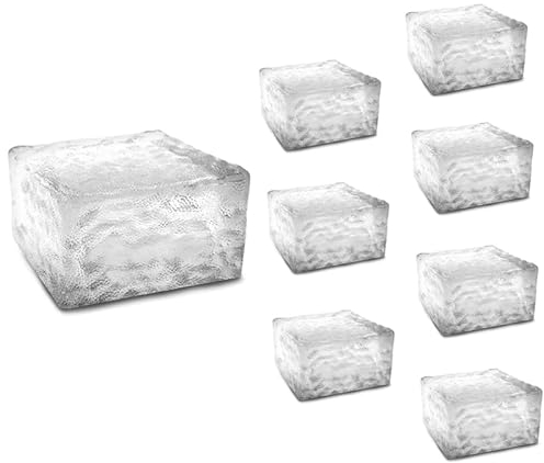 IDMarket - Lot de 8 pavés solaires en Verre 4 LEDs Blanches éclairage de Jardin