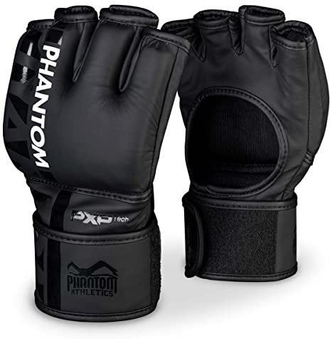 Phantom MMA Handschuhe APEX Fight | Profi Gloves für Fight, Sparring, Boxen, Freefight (S/M - Schwarz)