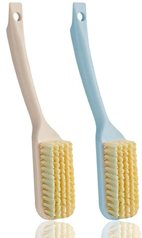 Shoe Washing Brush, 2PCS Long Handle Shoe Brush Plastic Shoe Brush Multi-Function Cleaning Brush for Cleaning Shoes for Boots Shoes Clothes Yellow+Blue