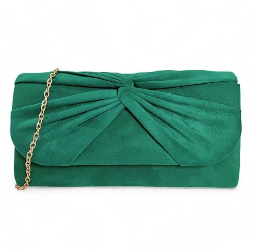 UShopUK Handtasche aus Wildleder, plissiert, für Brautball, Hochzeit, Abend, Party, Handtasche, medium (Grün)
