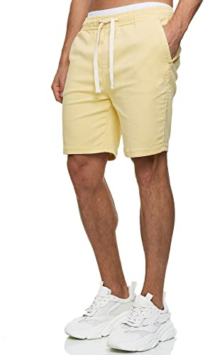 Indicode Herren Kendari Chino Shorts Bermuda aus Baumwolle mit Kordelzug | Leichte Sommershorts aus 80 % Baumwolle, kurze Hose, Stoffhose, Bermudas, Herrenshorts, Freizeithose, Sommerhose für Männer