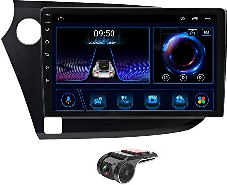 DVR+ 9 Zoll GPS Für Honda Insight 2009-2014 Android 12 Autoradio Navi GPS DAB+Radio HD Touchscreen Autoradio Bluetooth CarPlay Navigation WiFi,Mirrorlink,FM RDS Radio OBD USB DVR +Lenkradkontrolle DSP