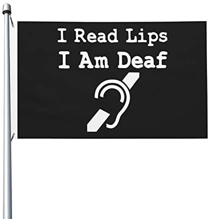 Flagge mit Aufschrift „I Am Deaf I Read Lips“, 90 x 150 cm, Außendekoration, Banner, Hofflagge mit Ösen