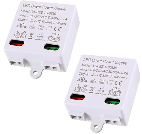 Joycabin 2 Stück LED Trafo 12V/DC, 0-10W Mini Transformer, Power Supply Driver, Elektronischer Trafo für 12V Leuchten und Lampen Beleuchtungen