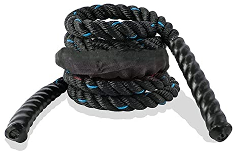 DUnLap Springseil 25mm Fitness Schwerer Spring-Seil gewichtete Schlacht überspringen Seile Power Training verbessern Kraft Muskeln Fitnessgeräte Springseil Erwachsene (Size : 2.8m Black Blue)
