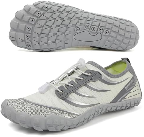 ziitop Barfußschuhe Herren Wasserschuhe Damen Barfußschuhe Damen Wasserschuhe Herren Aquaschuhe Strandschuhe Schnell Trocknen Surfschuhe Schwimmschuhe für Beach Pool Surfen Yoga(Grau Weiße 38EU)