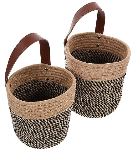 MERRYHAPY 2 Pièces Panier Fleur Suspendu Tissé Mural Style Champêtre Jardinière Murale Suspendue pour Plantes Panier Suspendu Décoratif Intérieur