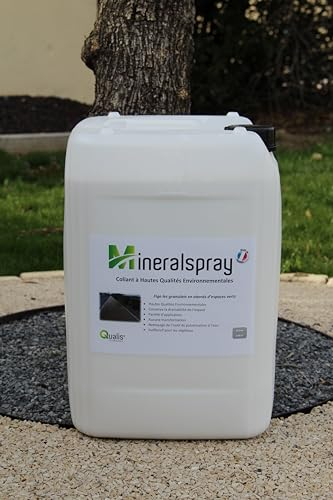 Qualis Technologie Colle pour Maintenir et stabiliser Les Cailloux, graviers et granulats en bidon 20 litres (35 à 60 m²) - Mineralspray®