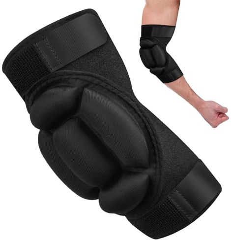 flintronic 1 Par Coderas Deportivas, Espesar Relleno De Esponja Respirable Elástico Coderas para MMA, Snowboard, Ciclismo, Baloncesto, Tenis, Voleibol